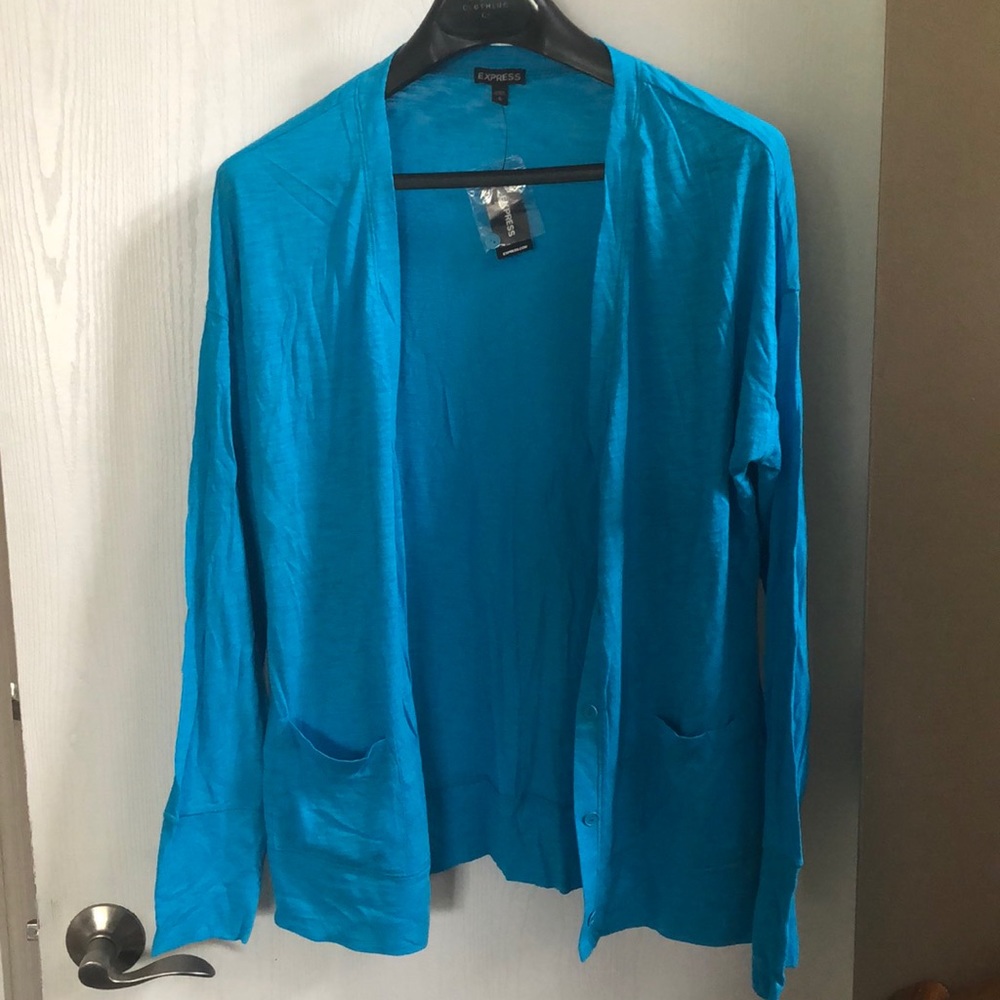 Express Blue/Teal Lightweight Buttoned Cardigan